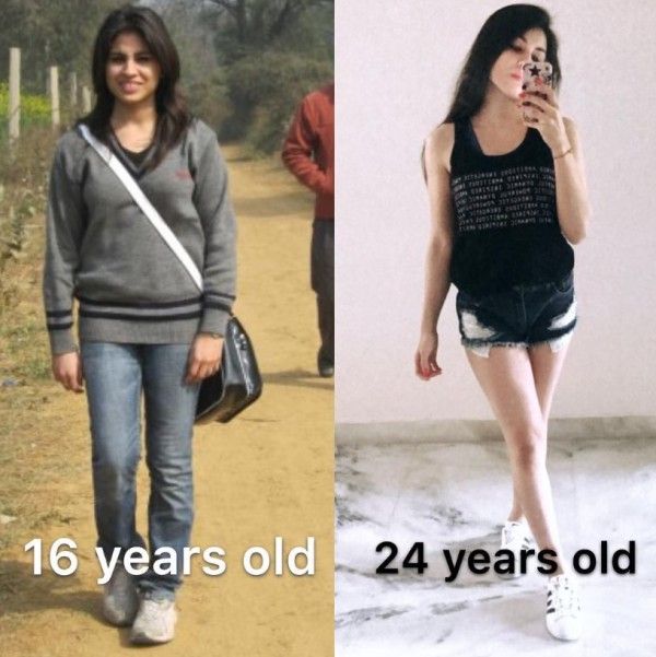 Simran Khosla photos when she was 16 and 24 years old