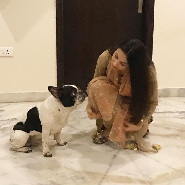Simran Khosla playing with her pet dog Foster