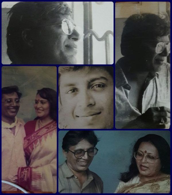 A collage of Minal Karpe's pictures with her husband, Laxmikant Karpe