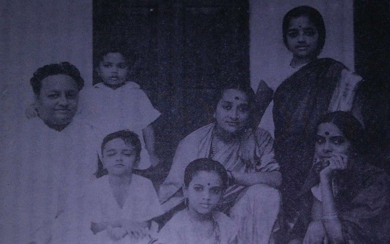 A photo of Padma Subrahmanyam with her family when she started training at Nrithyodaya Dance School