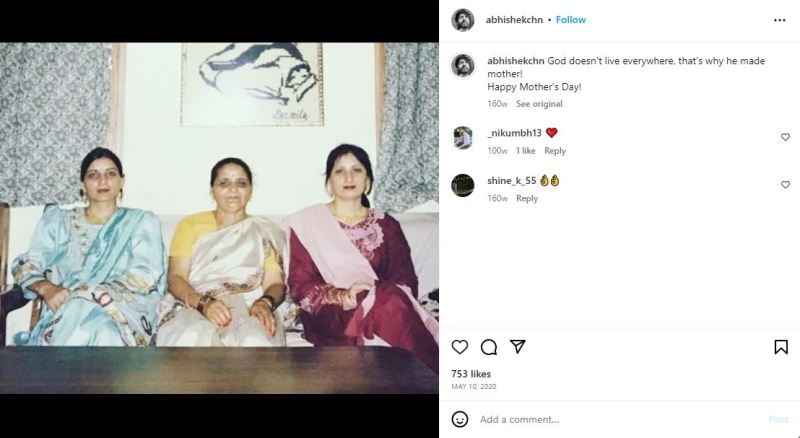 Abhishek Chauhan's Instagram post on mother's day