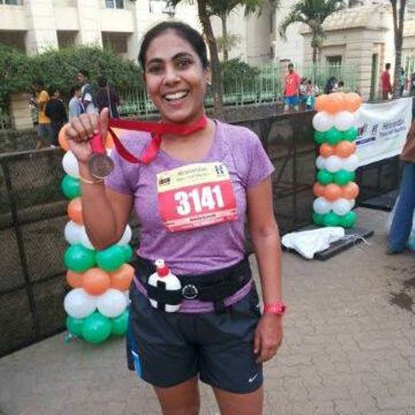 Ayesha Broacha after winning a medal at a marathon