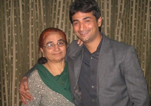 Azhar Iqbal with his mother