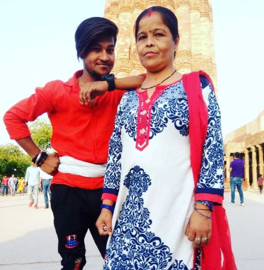 Babul Bihari with his mother