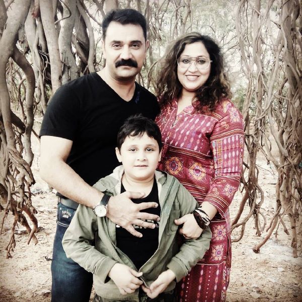 Gireesh with his wife and son