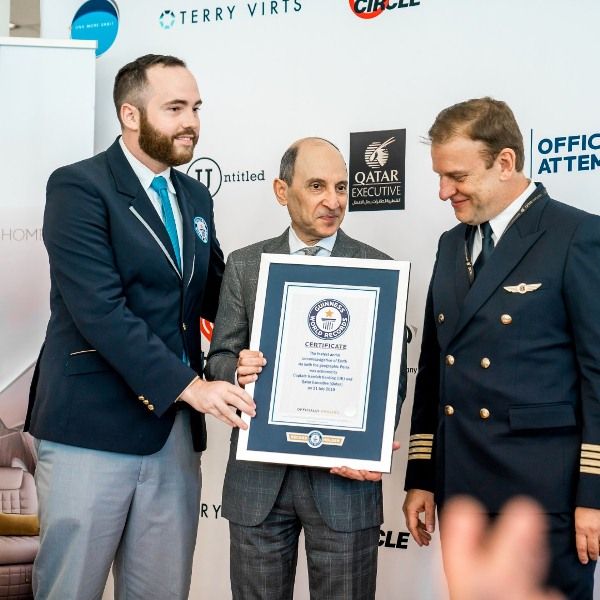 Hamish Harding receiving Guinness World Record Certificate  for One More Orbit Mission