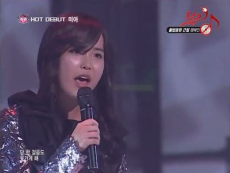 IU during her debut live performance at 'M Countdown' in 2008