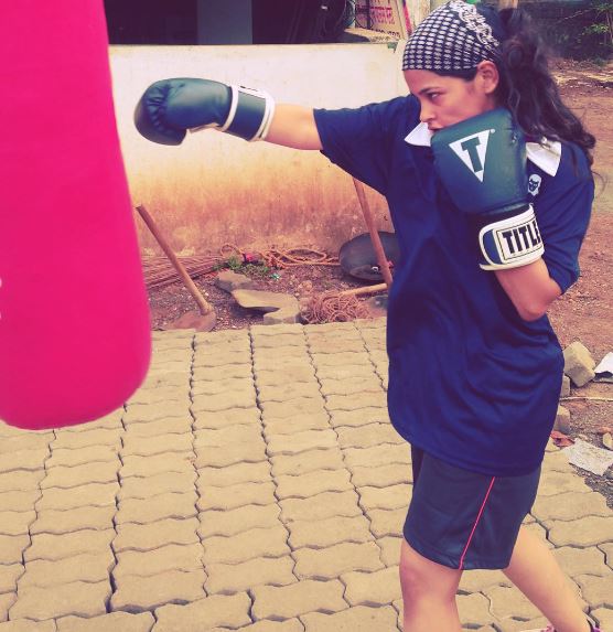 Lekha Jambaulikar during her boxing practise