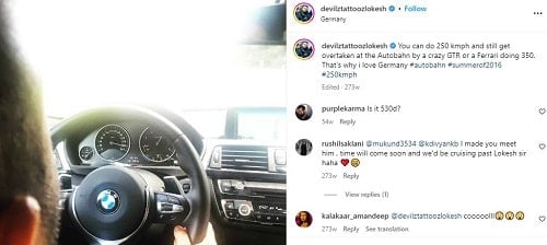 Lokesh Verma driving his BMW