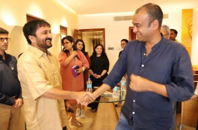 Madhu Mantena (right) with Anand Kumar, inspiration behind Super 30 film
