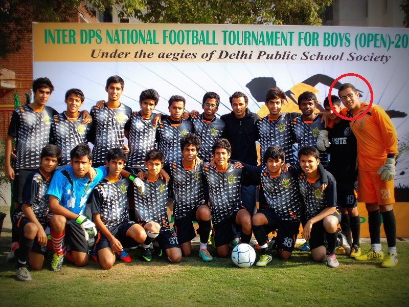 Mahir Pandhi with his schoolmates after a football match