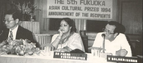Padma Subrahmanyam (centre) during an award ceremony