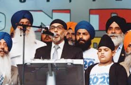 Pannun while giving a speech at a pro-Khalistan rally in the US