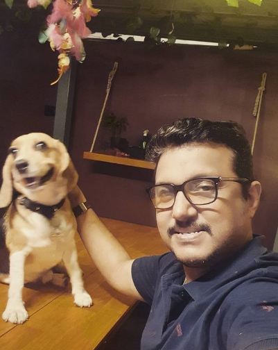 Rajesh Nair with his pet dog