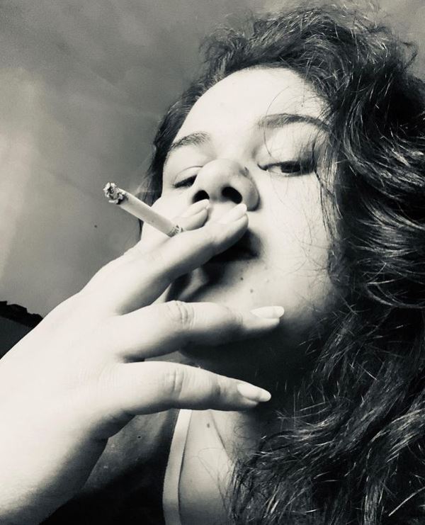 Roslyn D'souza while smoking