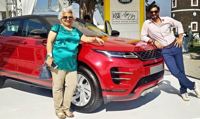 Siddhant Karnick, along with his mother Kiran Karnick, after buying Range Rover Evoque
