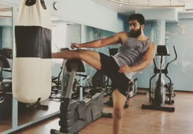 Suraj Kumar while working out at the gym