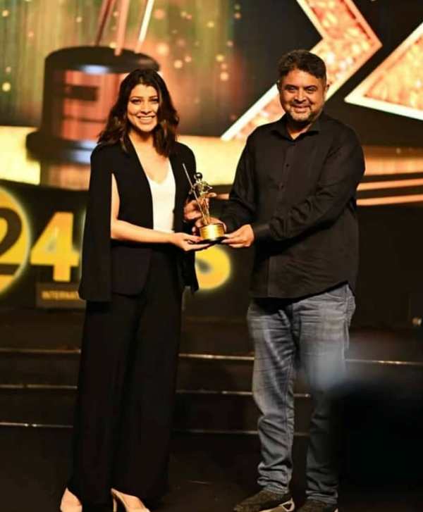 Tejaswini Pandit while receiving the Movers and Shakers award at 24FPS International Animation Awards (2019)