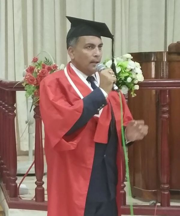 AP Singh after receiving a doctorate degree