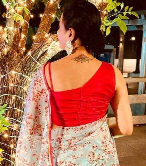 Bhargavi Chirmuley's Lotus tattoo on her back