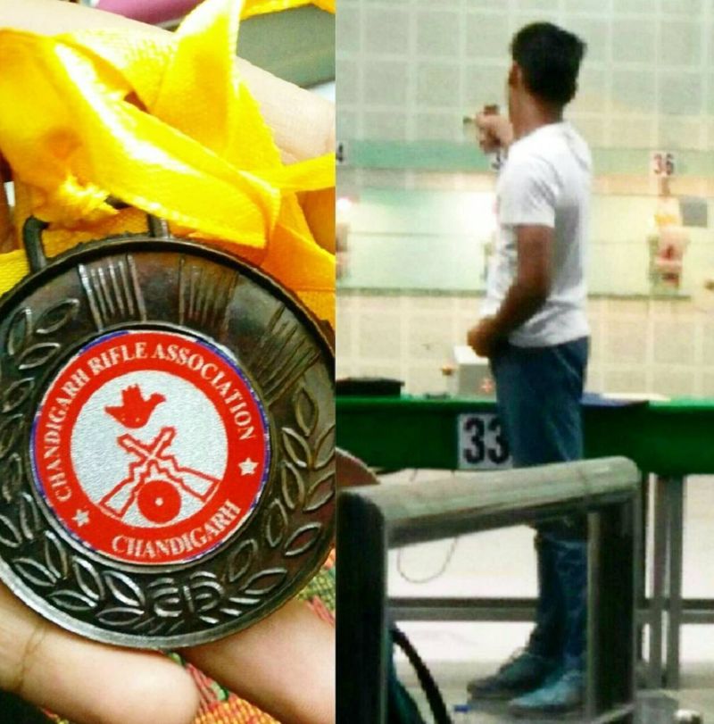 Digvijay Singh Rathee's bronze medal by the Chandigarh Rifle Association