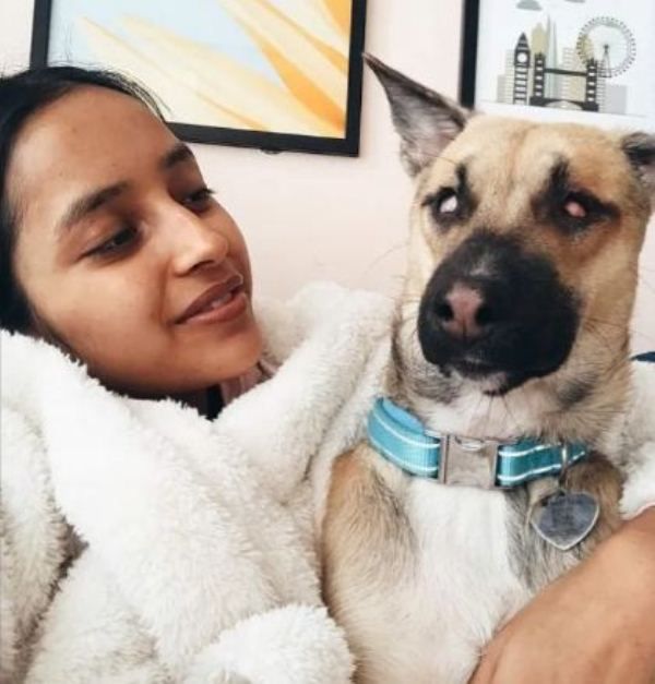 Diksha Rawat with her dog