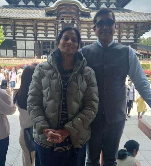 Geeta Bharat Jain with her husband on Japan tour
