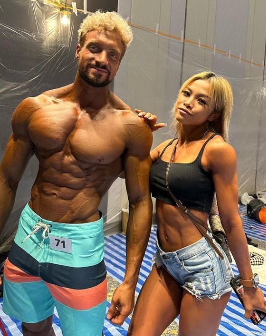 Jo Lindner with his girlfriend, Nicha during a competition