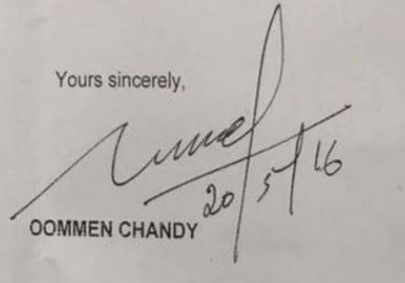 Oommen Chandy's signature