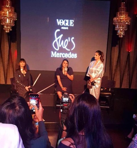 Parizad Kolah while hosting Vogue's She Mercedes Show in 2018