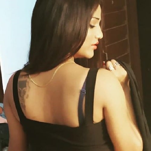 Ruks Khandagale's tattoo on the left side of her back