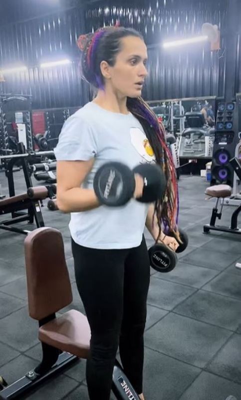 Rupa Singh while working out at the gym