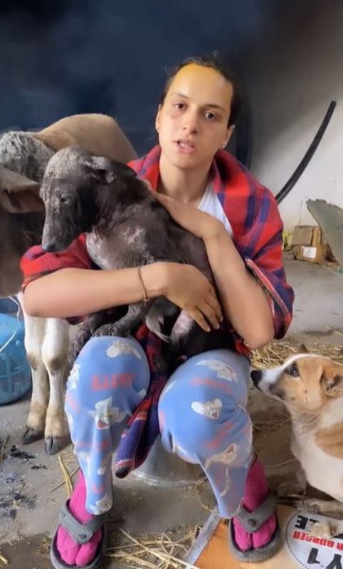 Rupa Singh with animals at the shelter