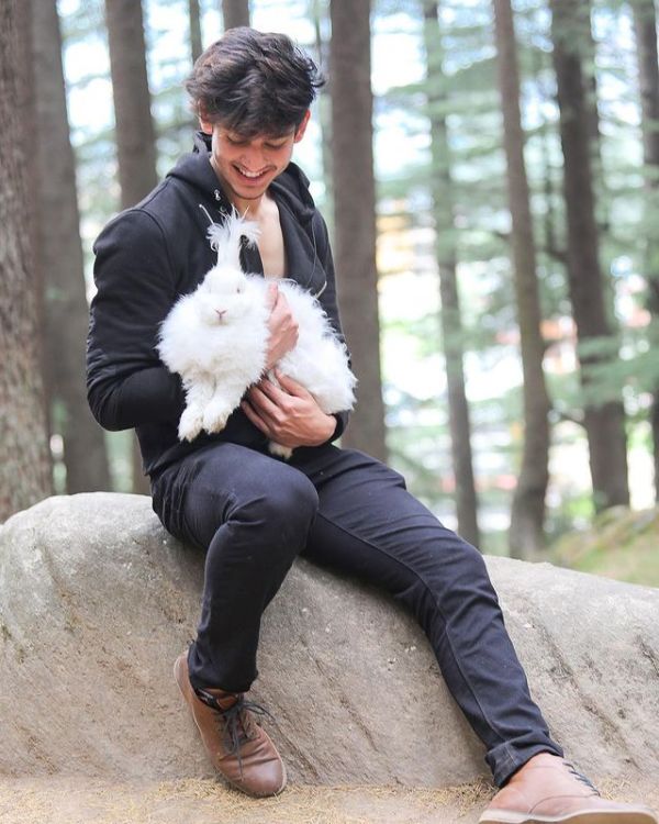 Satvik Sankhyan with a rabbit