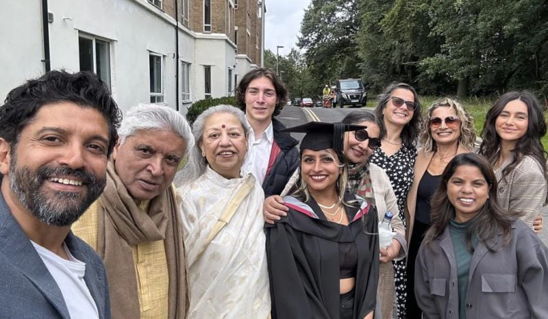 Shakya's graduation ceremony was attended by Farhan Akhtar, Javed Akhtar, Honey Irani, and others