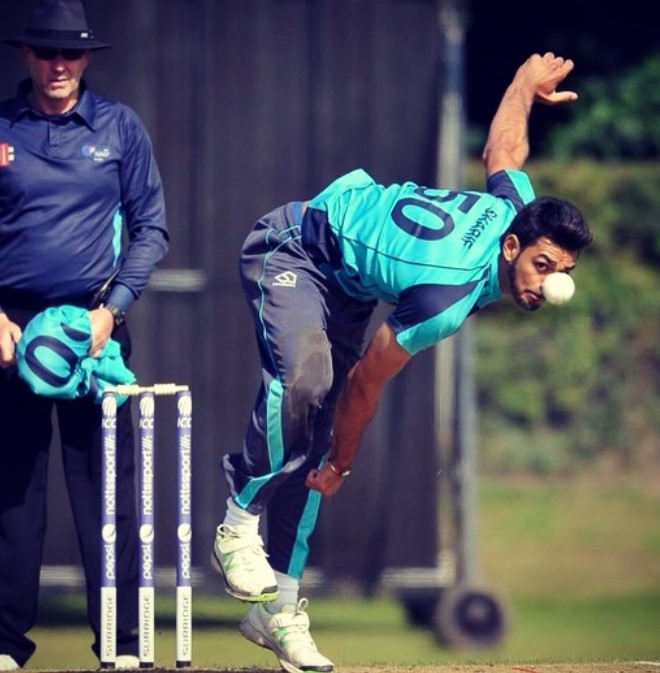 Sharif Safyaan in action against New Zealand on 17 August 2014