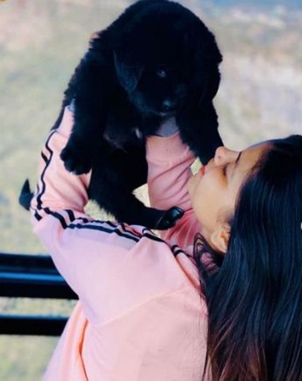 Unnati Pandey with a dog