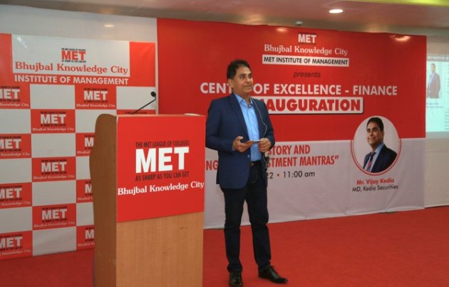 Vijay Kedia while addresseing MBA students of MET Institute of Management in 2022