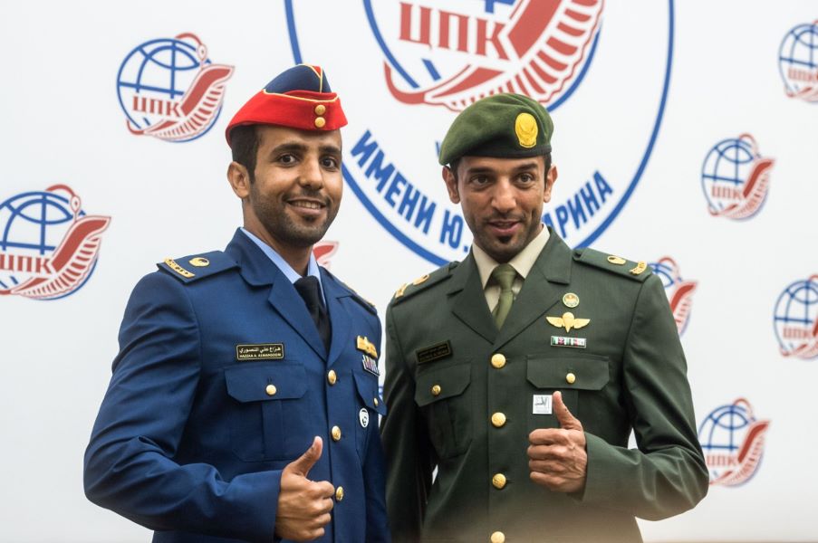A photo of Neyadi (right) and Mansouri in their military uniform while undergoing training in Russia