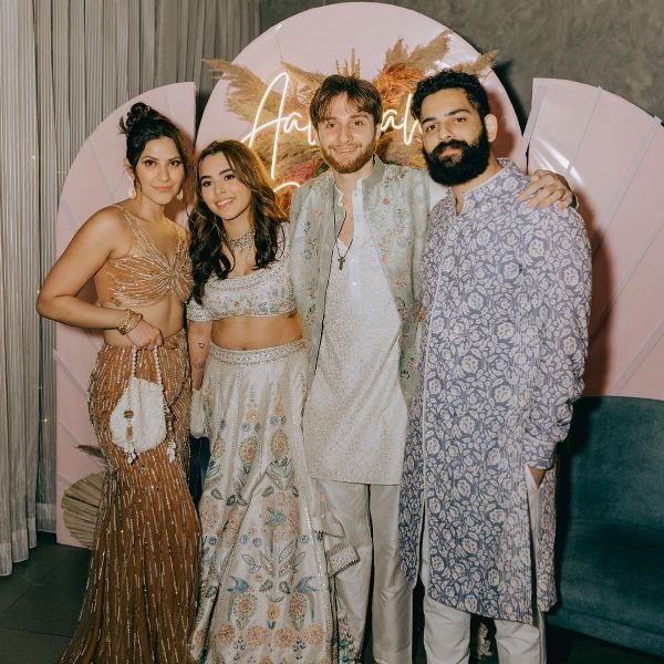 Aaliyah Kashyap and Shane Gregoire along with others on their engagement ceremony