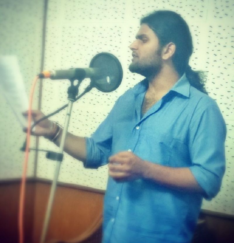 Akshat Ajay Sharma while dubbing