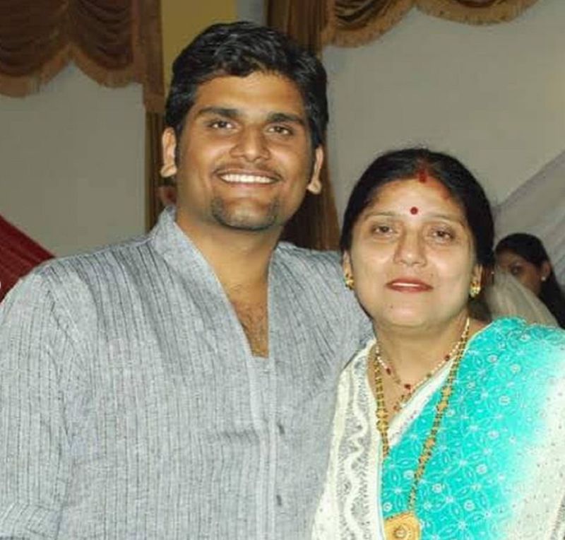 Akshat Ajay Sharma with his mother