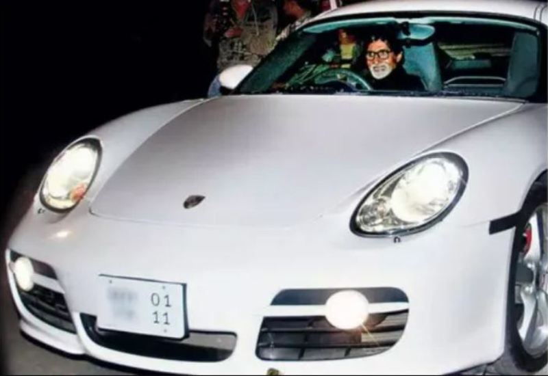 Amitabh Bachchan while driving his Porsche Cayman S