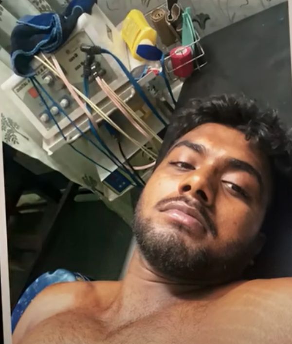 Ankit Baiyanpuria during shoulder injury treatment at hospital