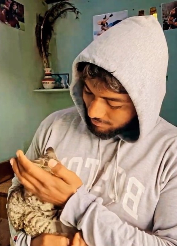 Ankit Baiyanpuria with his cat