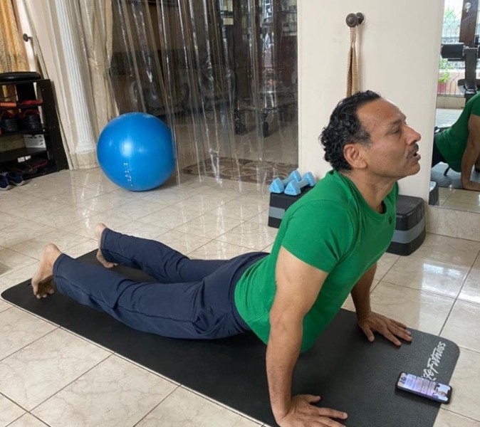 Anurag Bhadouria while practicing Yoga