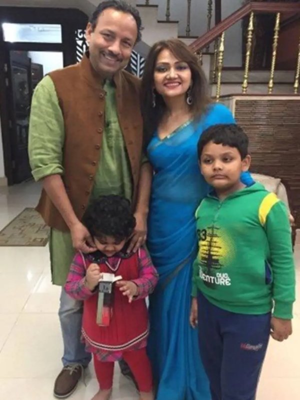 Anurag Bhadouria with Anupama Raag, his son, and daughter