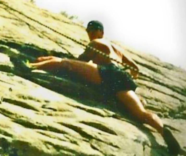 Danny's photo taken while he was rock climbing