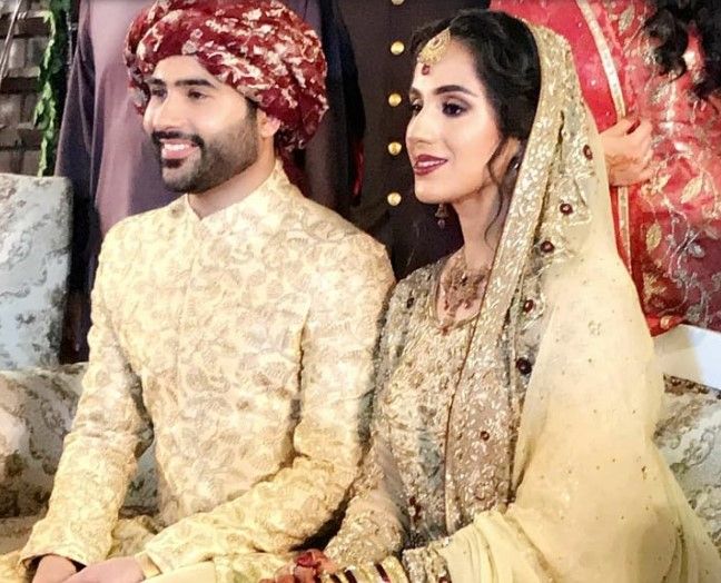 Maham Aamir with Faizan Sheikh on the day of their wedding