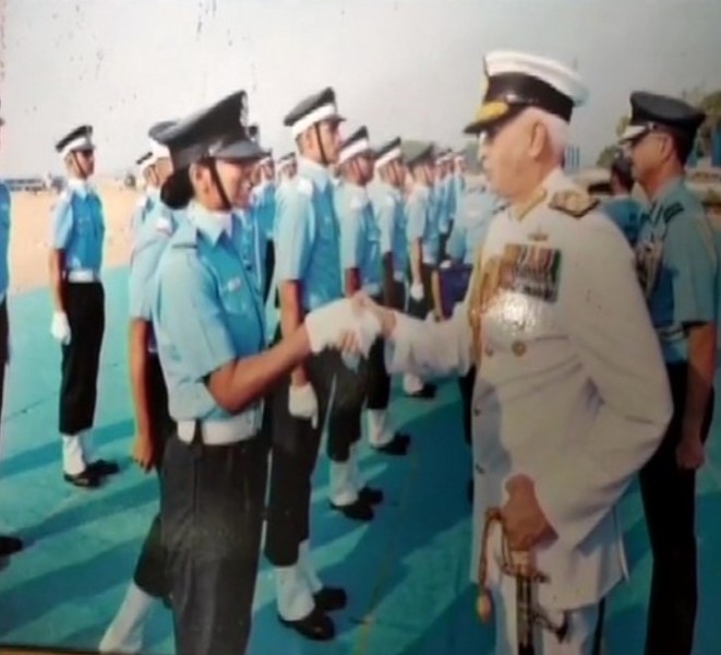 Flight Lieutenant Shivangi Singh at the combined graduation parade at Air Force Academy